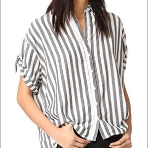 The Great Tie Sleeve Button Down Striped Shirt